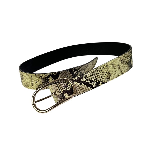 Genuine & OTHER STORIES Beige Belt Snake Print Leather With Oval Buckle Size S main image 7